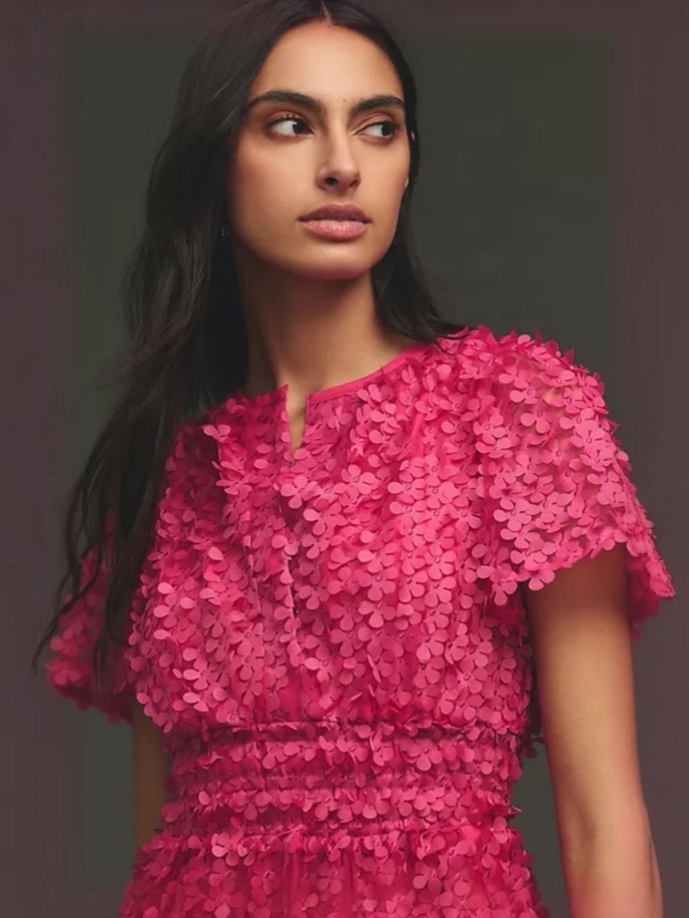 Anthropologie Somerset Floral Appliqué Mini Dress Pink Party Size S NWT - Picture 3 of 4
